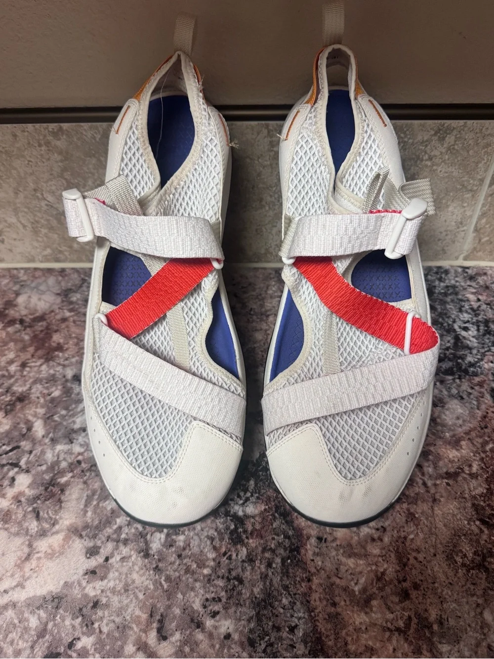 Chaco Odyssey Mesh Closed Toe Water Sport Sandals Gray Orange Blue